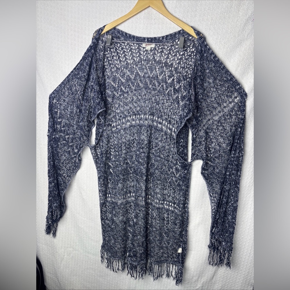 Arizona Jean Company Blue Patterned Fringe Cardigan‎ - Picture 5 of 11
